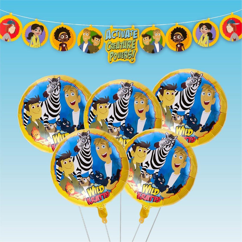 Wild Kratts Party in a Box Kit 97pcs Decor Banner Tablecloth Napkins Cups Balloons Plates Mighty Mojo