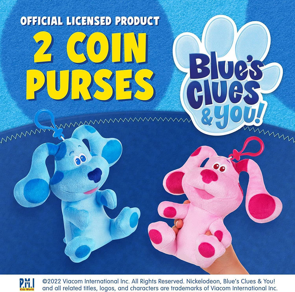 Blue's Clues Blue & Magenta Plush Coin Purse Backpack Charm Zipper Pull Set PMI International
