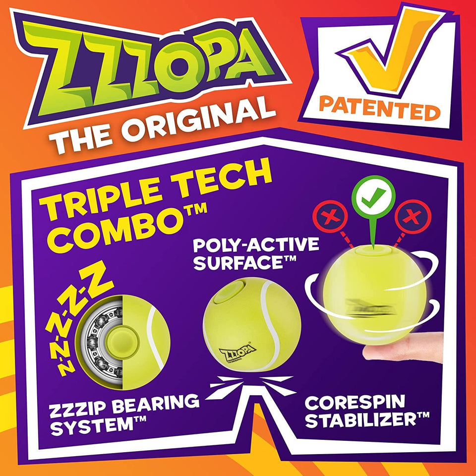 Original ZZZOPA Ace Fidget Stress Ball Mini Tennis Spin Bounce Toy PMI International