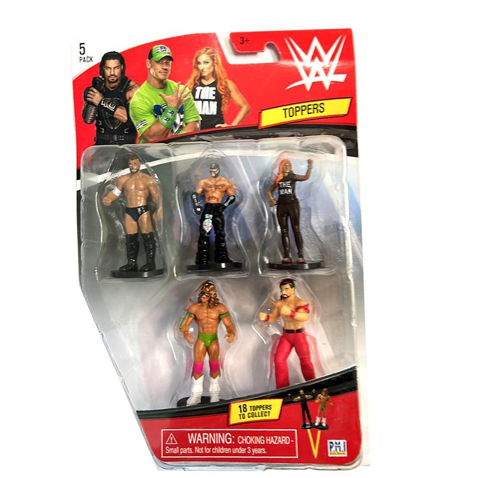 WWE Superstar Pencil Toppers 5pk Party Decor Wrestling Figures Mysterio Warrior PMI International