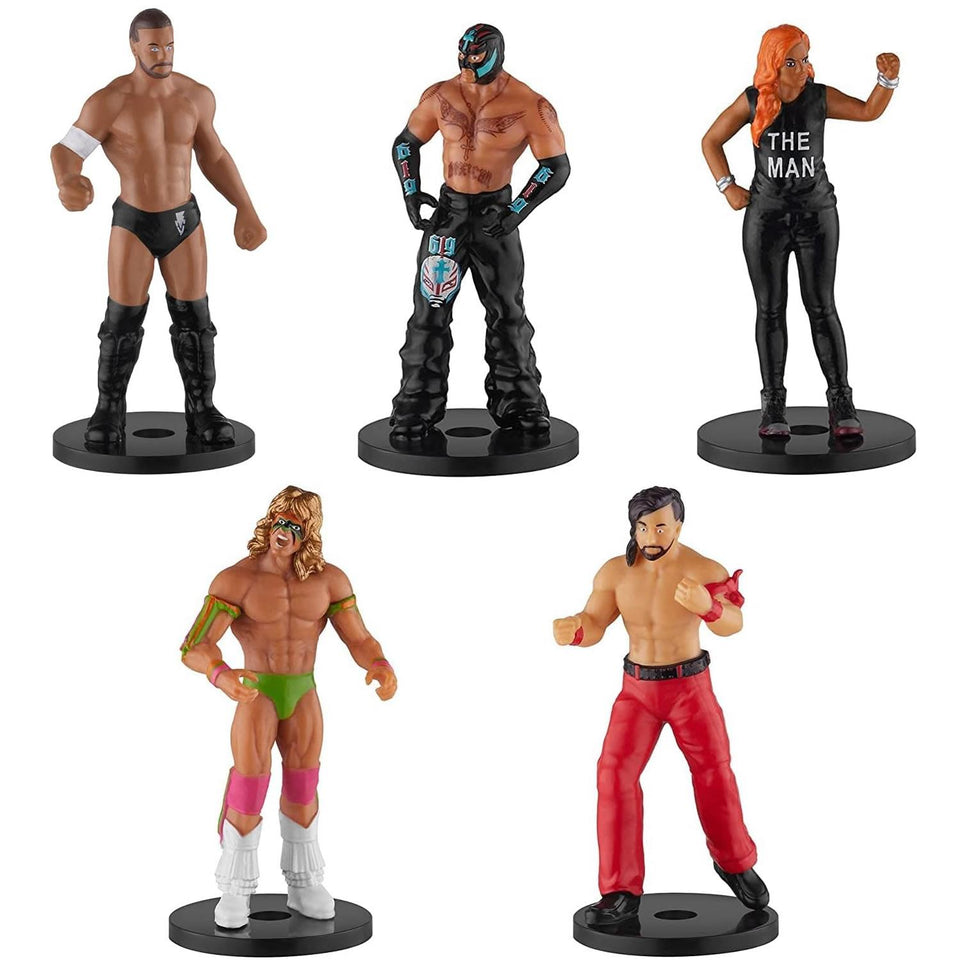 WWE Superstar Pencil Toppers 5pk Party Decor Wrestling Figures Mysterio Warrior PMI International