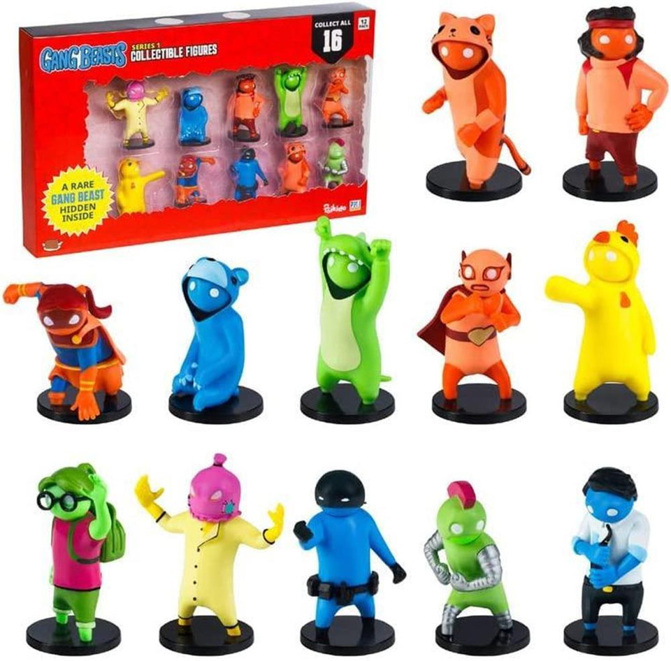 Gang Beasts Character Figures 12pk Red Cat Superhero Blue Bear Green Dragon PMI International