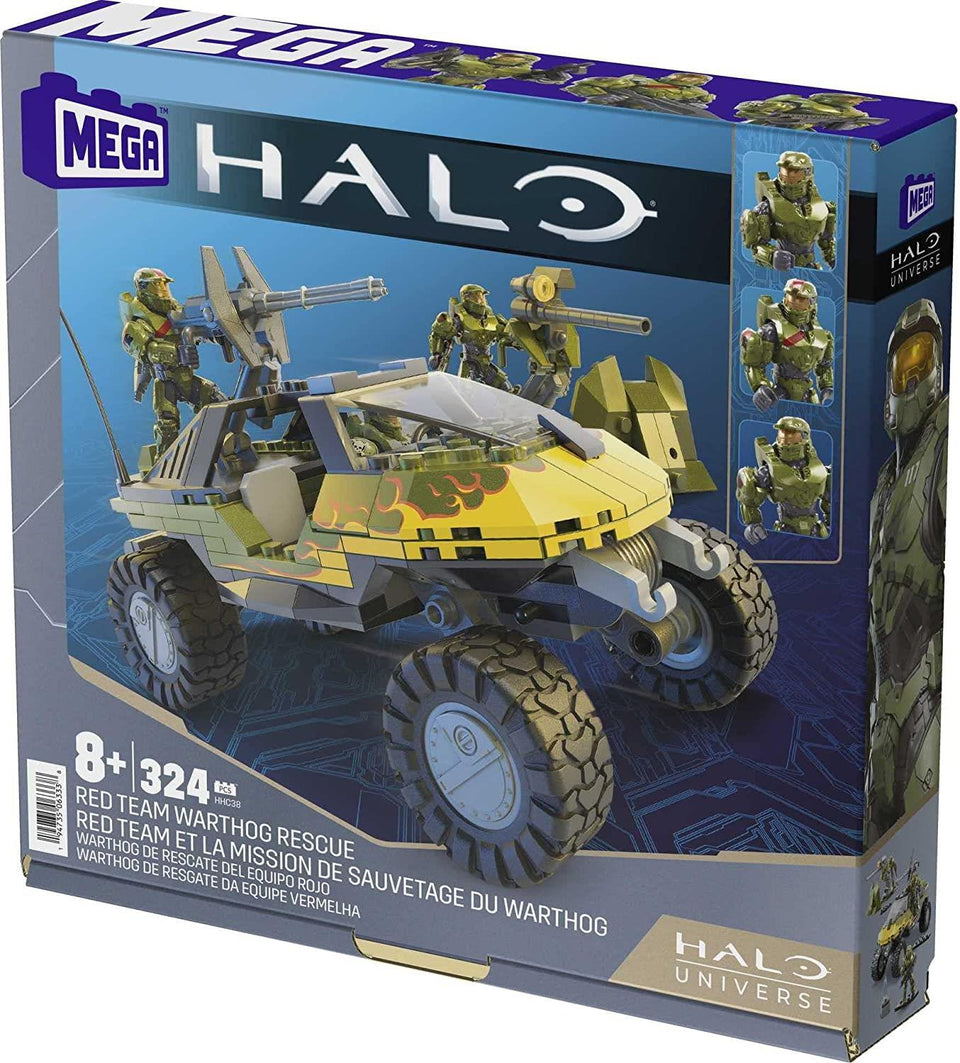 Mega Bloks Halo Universe Red Team Warthog Rescue 324pcs Playset 3 Small Figures Mattel