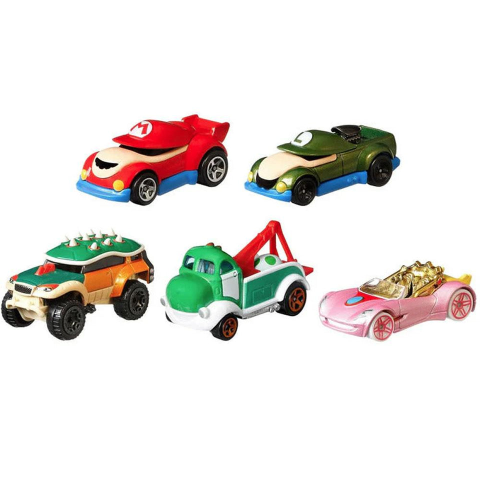 Hot Wheels Super Mario Character Cars 5pk Luigi Peach Yoshi Bowser Nintendo Mattel