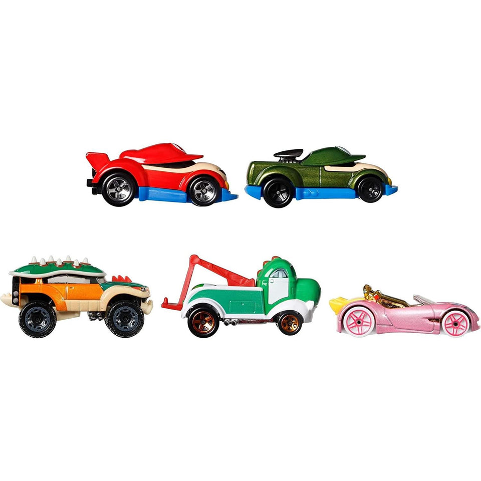 Hot Wheels Super Mario Character Cars 5pk Luigi Peach Yoshi Bowser Nintendo Mattel