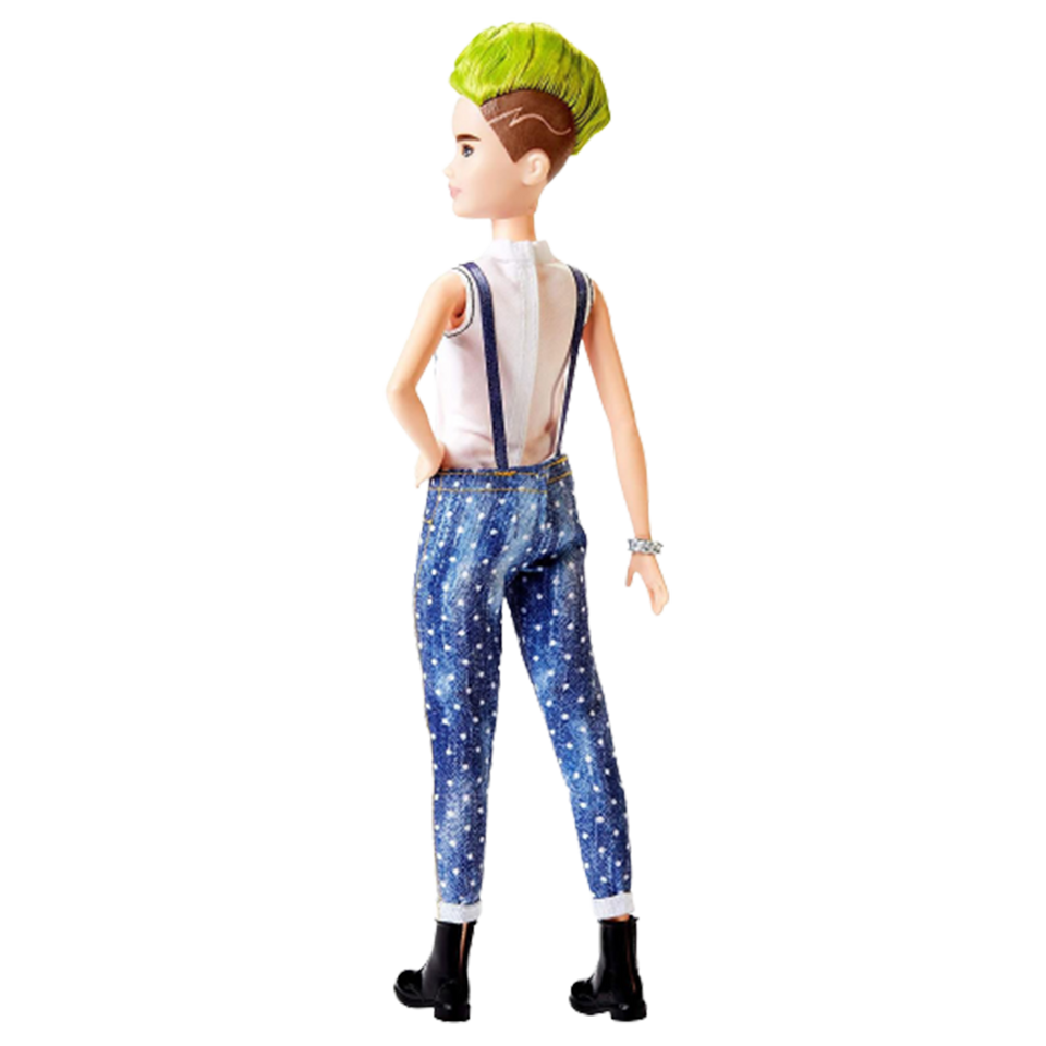 Barbie Fashionistas Girl Doll Petite Green Mohawk Denim Overalls Figure