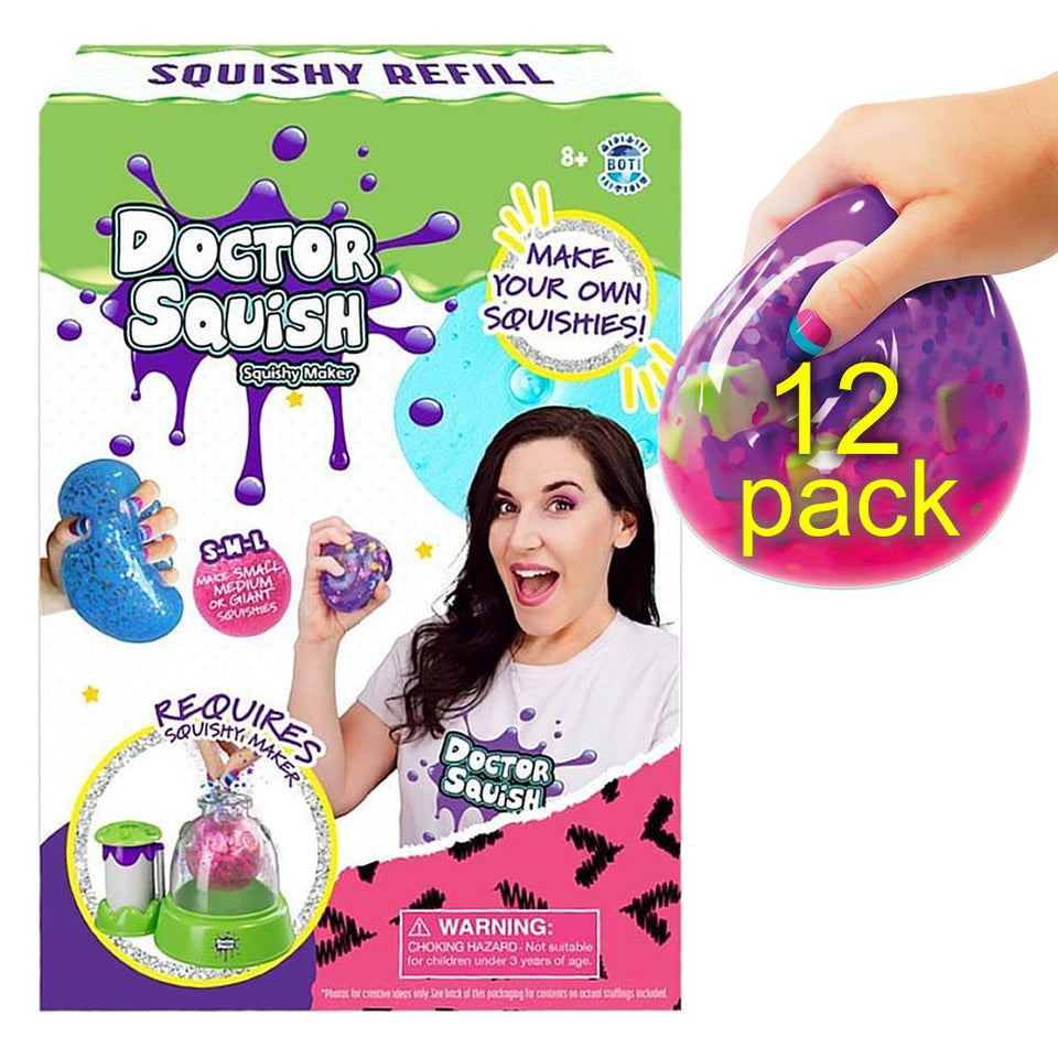 Doctor Squish Squishy Maker Refill 12-Pack Kids Sparkle Slime Party Bundle Mighty Mojo