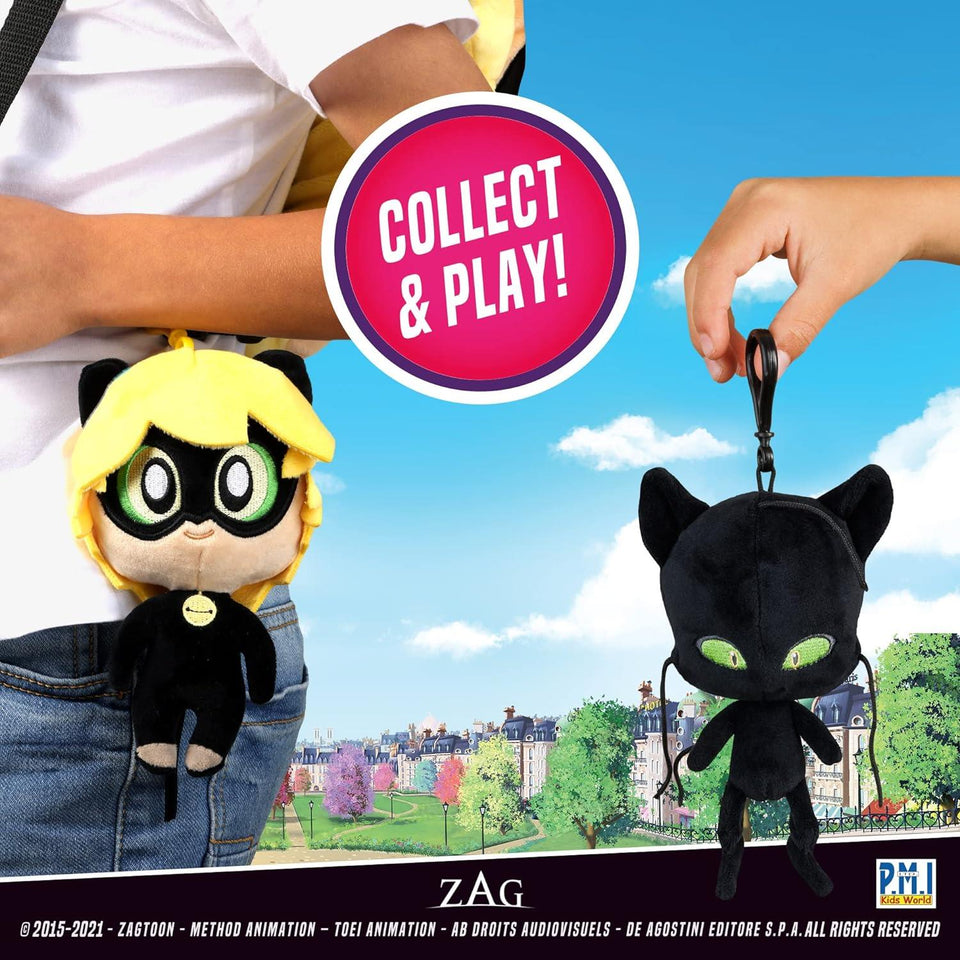 Miraculous Ladybug Plagg & Cat Noir Clip-On Plush Toys 6" TV Character Collectible PMI International