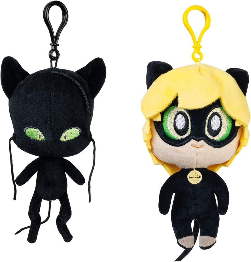 Miraculous Ladybug Plagg & Cat Noir Clip-On Plush Toys 6" TV Character Collectible PMI International