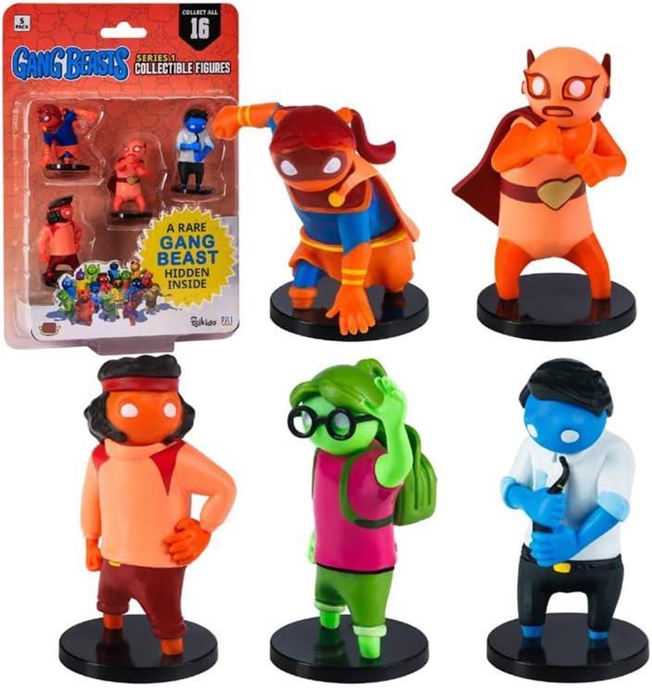 Gang Beasts 5pk Mini Figures Red Superhero Wrestler Casual Student Worker PMI International