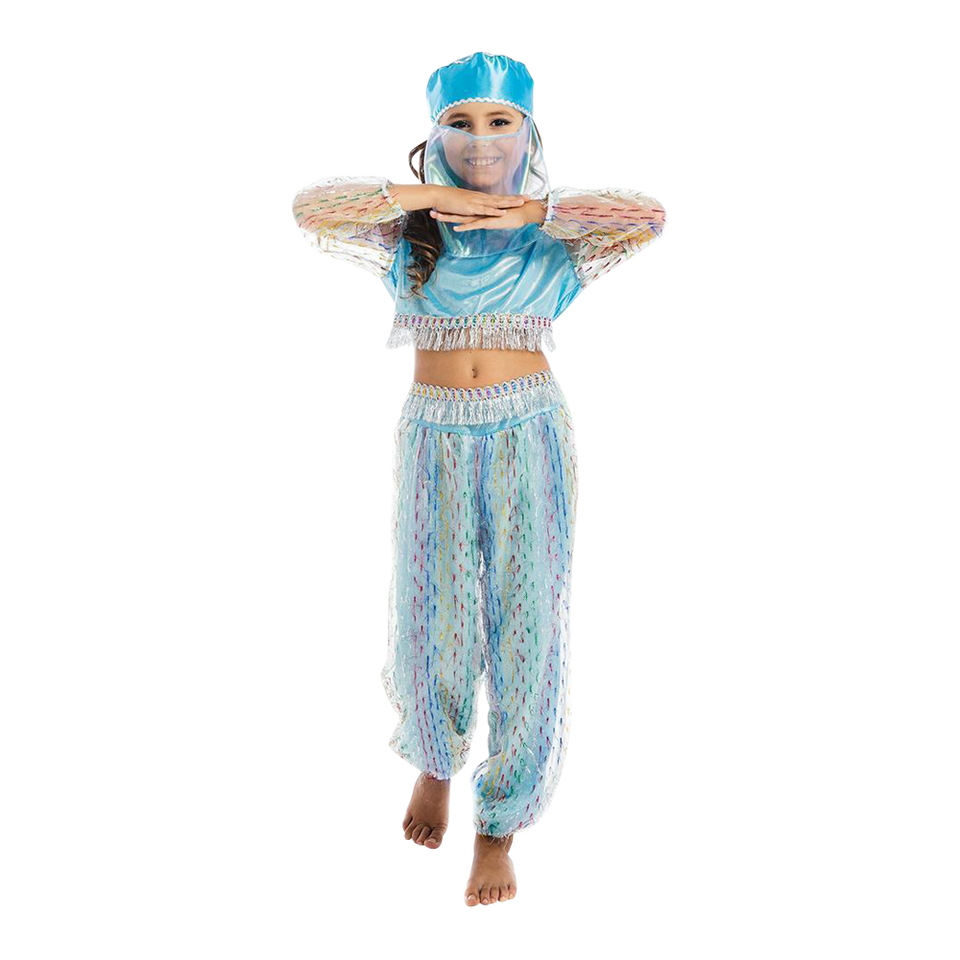 Magical Harem Jasmine Princess Girls Blue Costume Carnival Dress-Up Play - Small