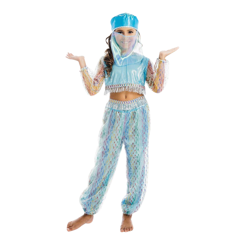 Magical Harem Jasmine Princess Girls Blue Costume Carnival Dress-Up Play - Small