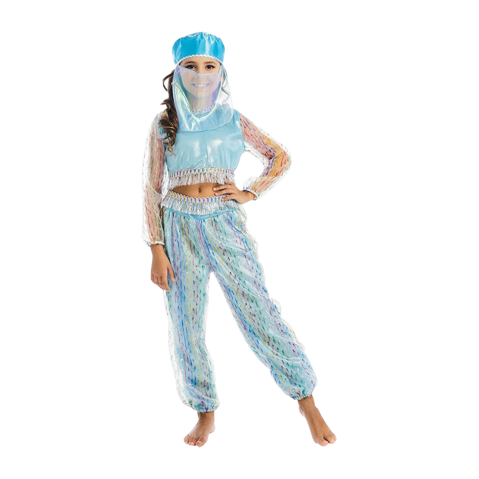 Magical Harem Jasmine Princess Girls Blue Costume Carnival Dress-Up Play - Small