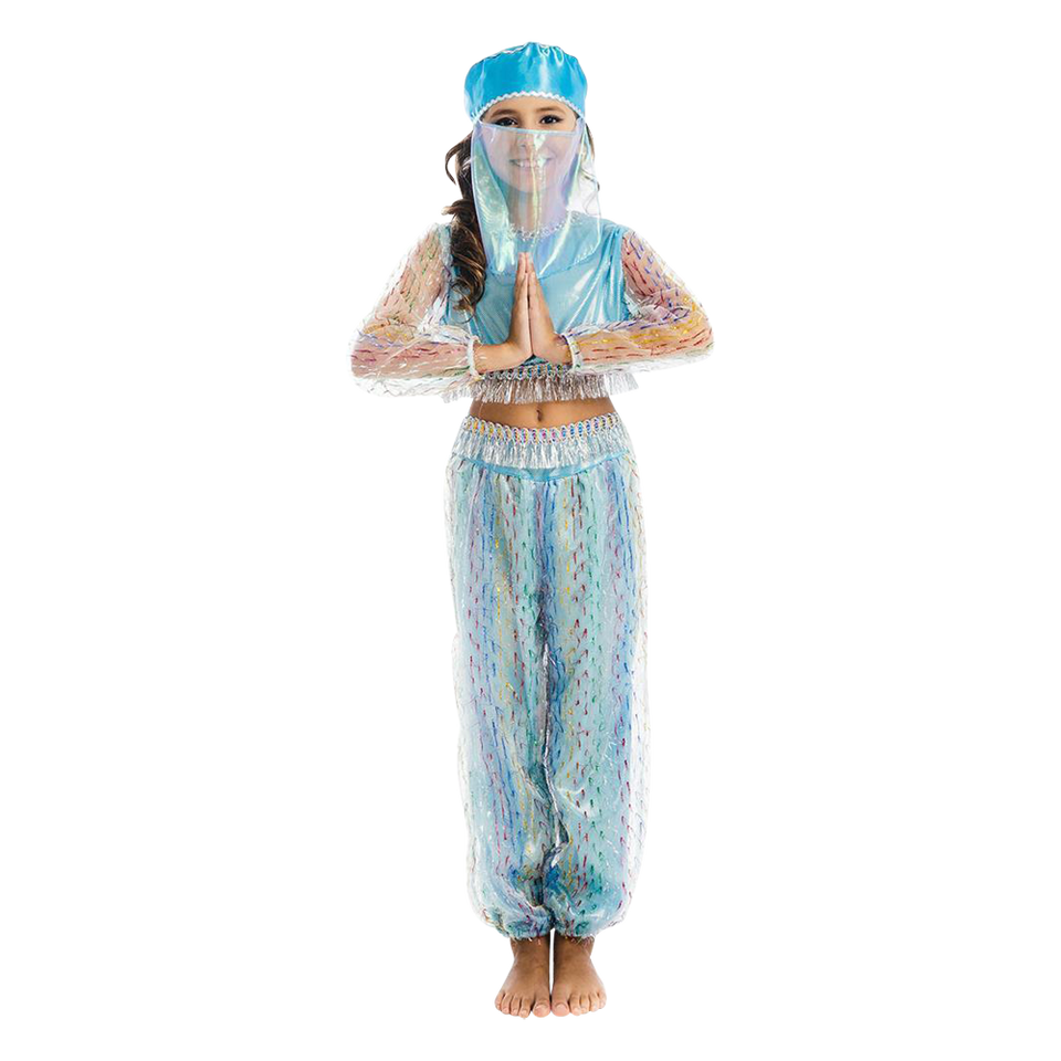 Magical Harem Jasmine Princess Girls Blue Costume Carnival Dress-Up Play - Small