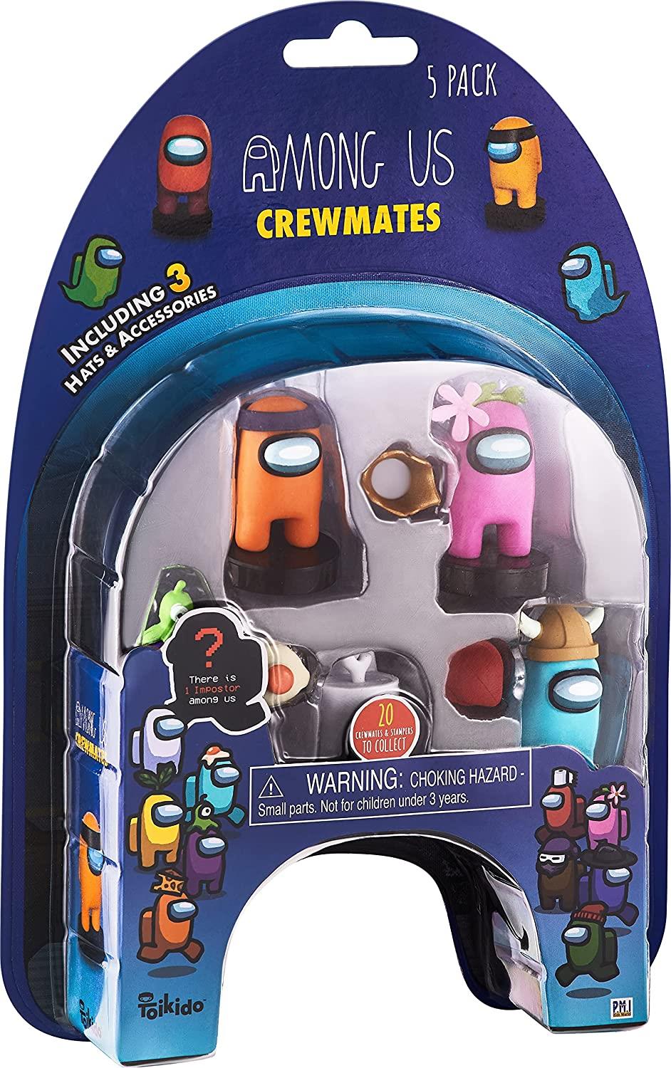 Among Us Crewmates Stampers 5pk White Half Orange Cyan Pink Purple Game Figure Set PMI International