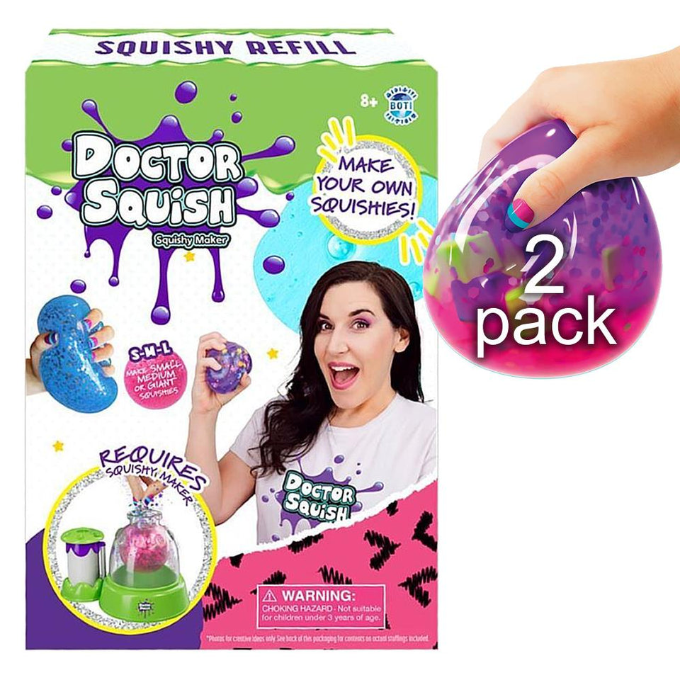 Doctor Squish Squishy Maker Refill 2-Pack Kids Sparkle Slime Party Bundle Mighty Mojo