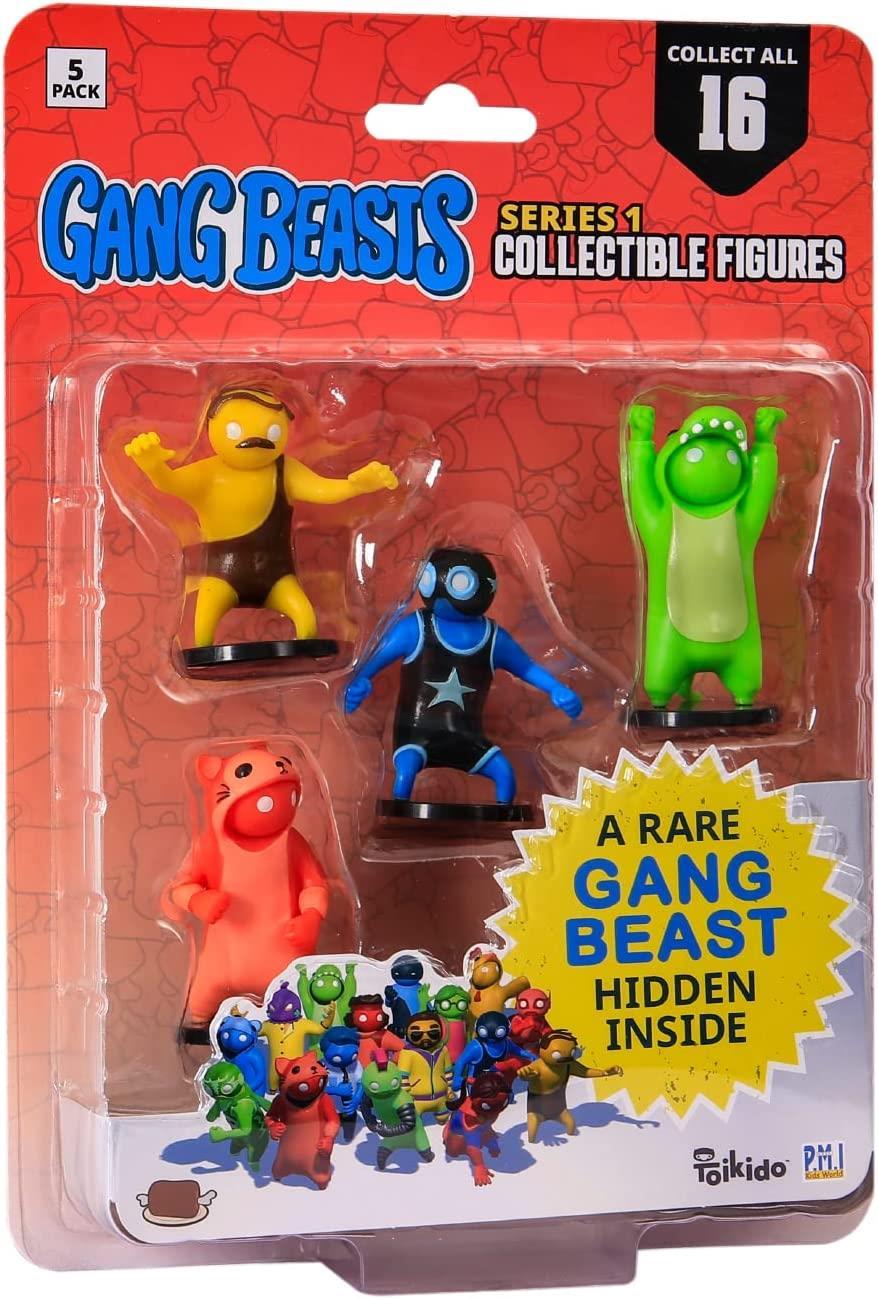 Gang Beasts Mini Figures 5pk 2.5" Yellow Old Wrestler Green Dinosaur Suit PMI International