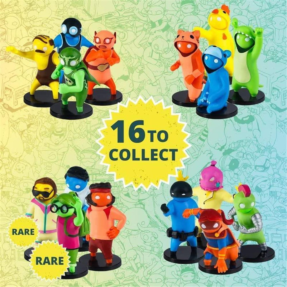 Gang Beasts Mini Figures 5pk 2.5" Yellow Old Wrestler Green Dinosaur Suit PMI International