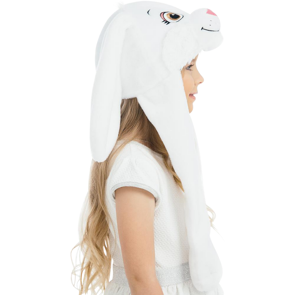 White Bunny Plush Headpiece Kids Dress-Up Play Accessory Hat Animal