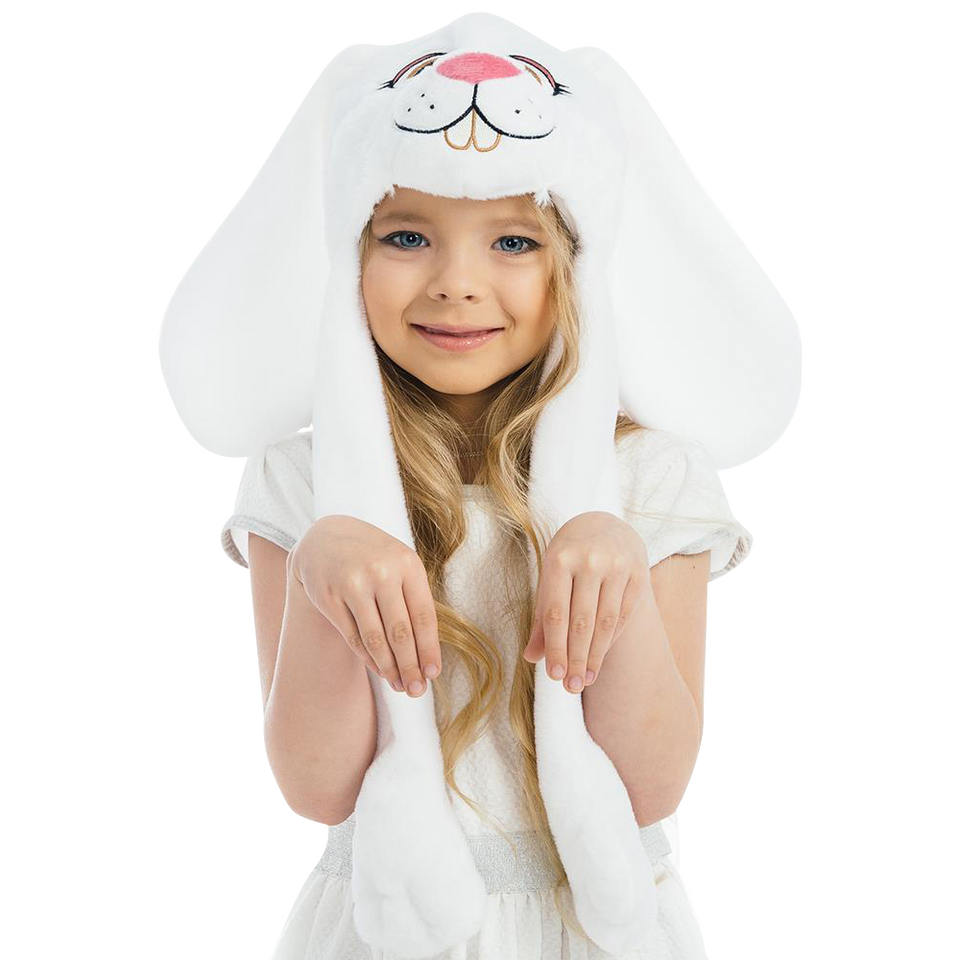 White Bunny Plush Headpiece Kids Dress-Up Play Accessory Hat Animal