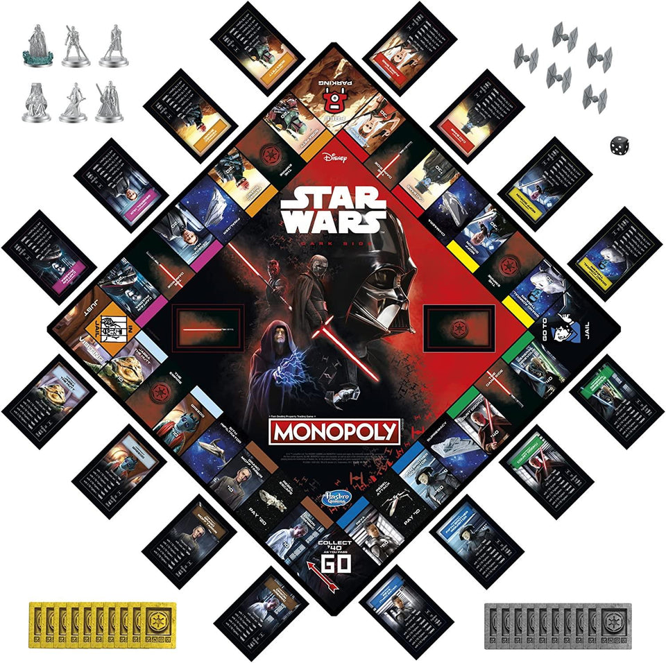 Monopoly Star Wars Dark Side Edition Board Game Disney Darth Vader Kylo Ren Emperor Darth Maul Hasbro