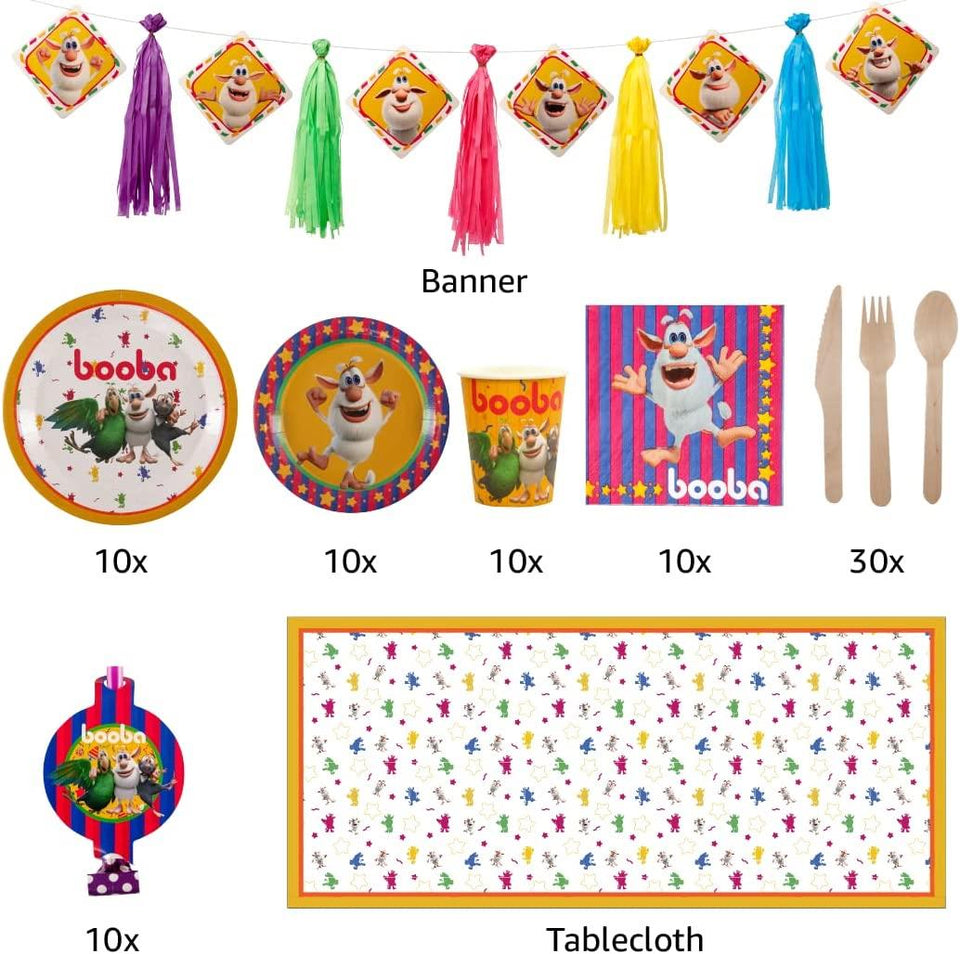Booba Cartoon Official Birthday Party In A Box 82pc Set Decorating Kit Napkins Cups Utensils Mighty Mojo