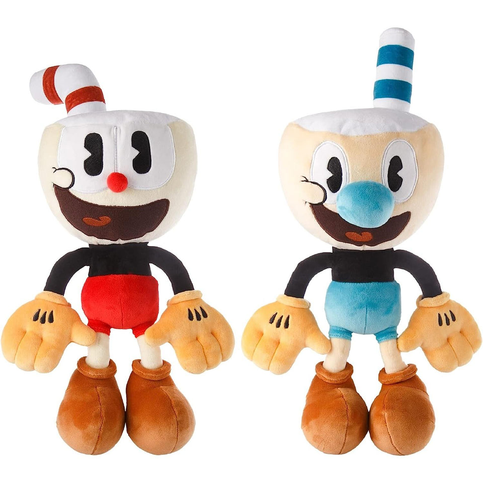 The Cuphead Show Cuphead & Mugman 2pk Plush 15" Doll Animated Series Character Soft Toy Mighty Mojo