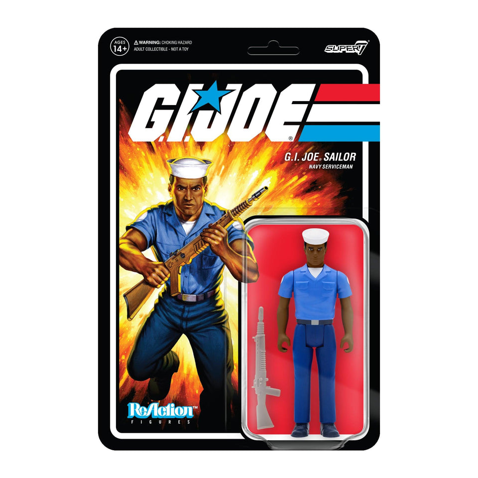 G.I. Joe Sailor Blueshirt Clean-Shaven African American Navy Serviceman Figure Super7