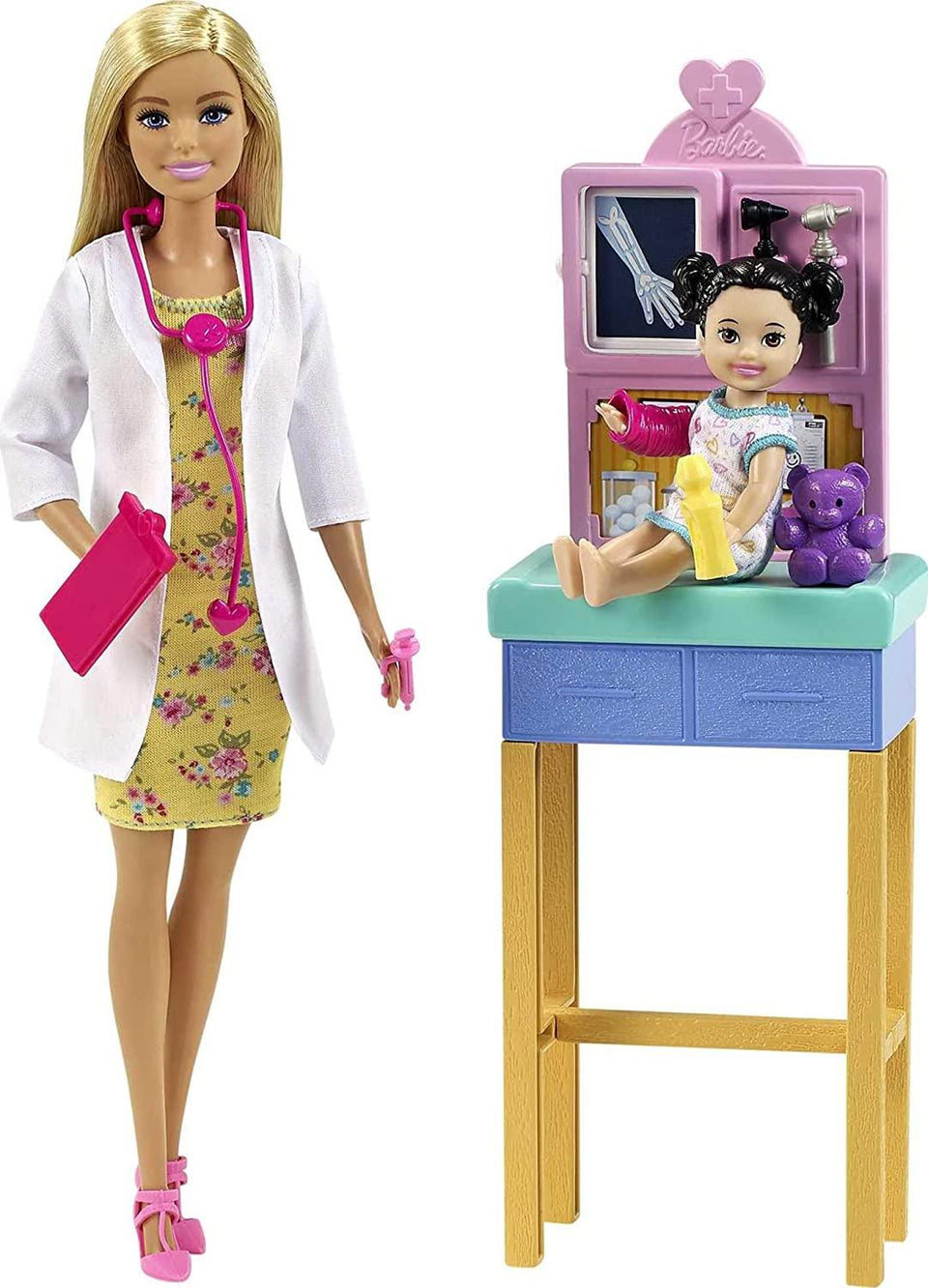Barbie Pediatrician Doctor Career Doll Toddler Exam X-Ray Playset Mattel