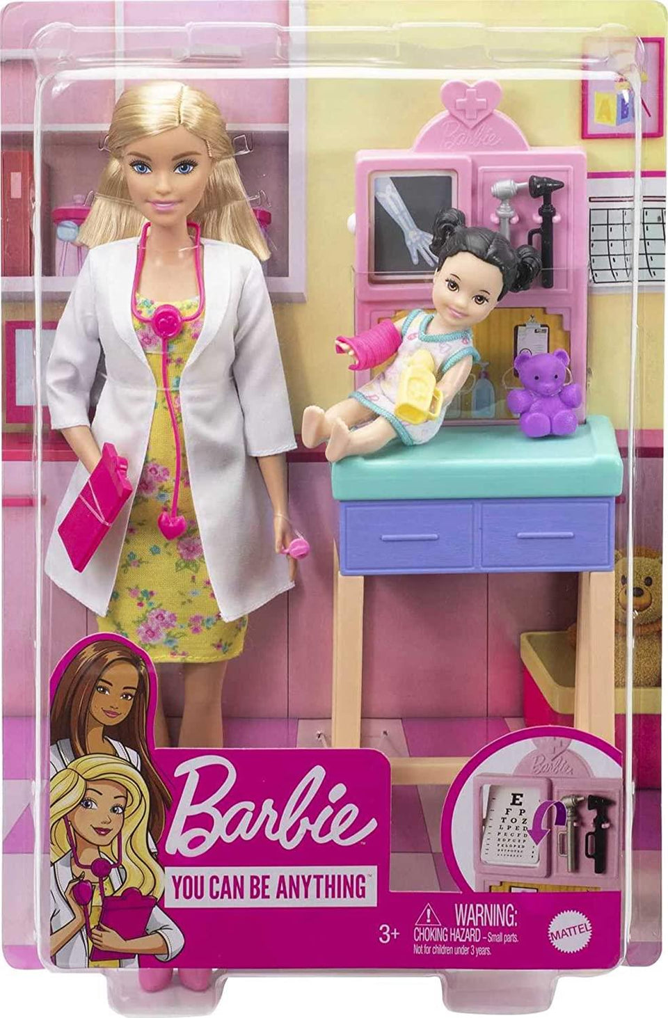 Barbie Pediatrician Doctor Career Doll Toddler Exam X-Ray Playset Mattel