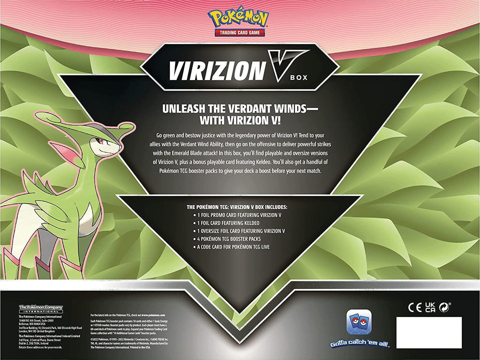 Virizion V Pokemon TCG Collection Box Booster Packs Trading Card Game
