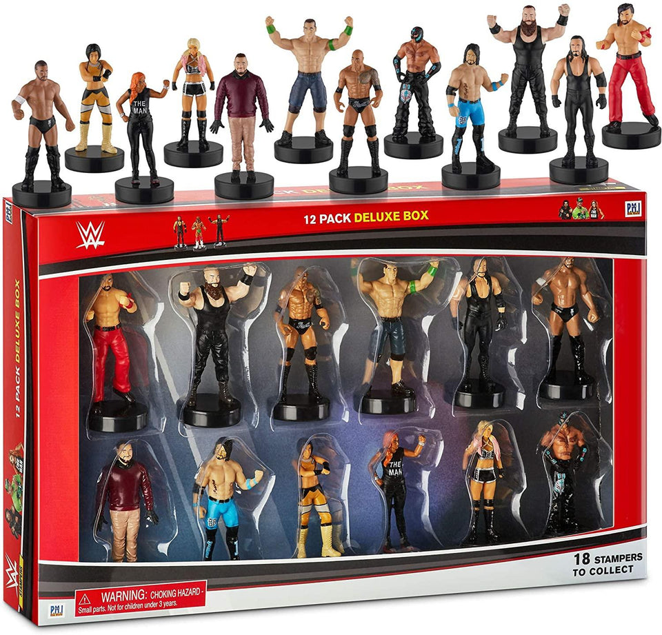 WWE Stampers 12pk Deluxe Box Cake Toppers Craft Toy Character Figures PMI International