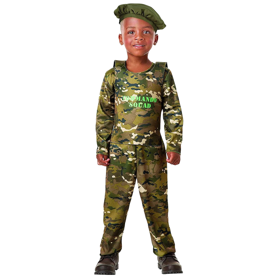 Military Army Commando Boys Soldier Strong Camo Costume Jumpsuit 2-4T - 2T/4T