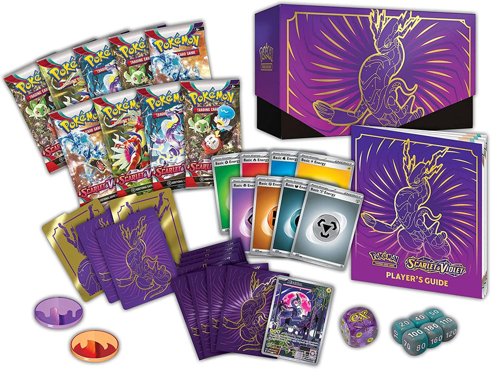 Pokemon TCG Miraidon Purple Elite Trainer Box Scarlet & Violet Booster Packs