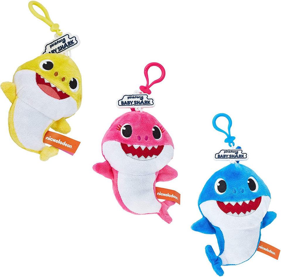 Baby Shark Plush Coin Purse 3pc Daddy Mommy 6" Backpack Charm Set PMI International