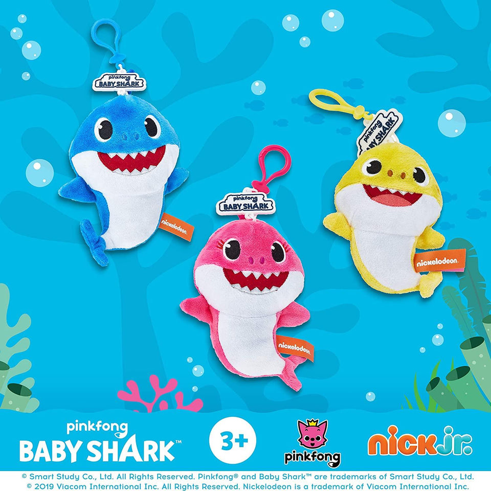 Baby Shark Plush Coin Purse 3pc Daddy Mommy 6" Backpack Charm Set PMI International