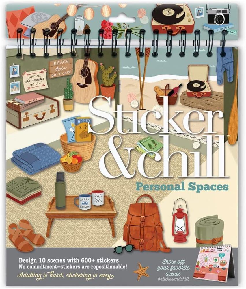 Sticker & Chill Personal Spaces Book for Adults 600+ No Commitment Stickers Relaxing