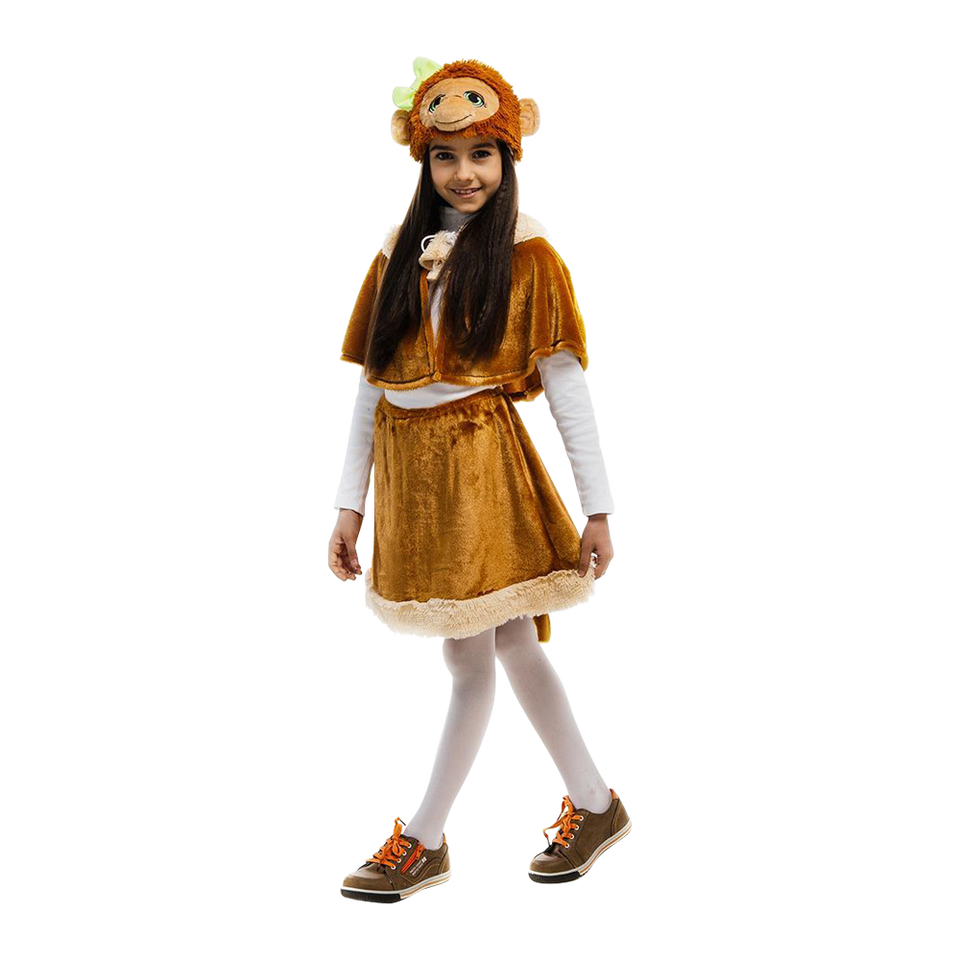 Monkey Jungle Animal Girls Plush Costume Dress-Up Play Kids - X-Small