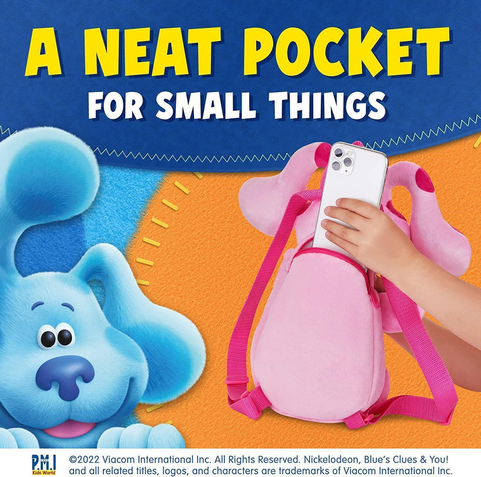 Blue's Clues Magenta Plush Set Backpack Clip on Coin Purse Bundle Ornament Toy PMI International