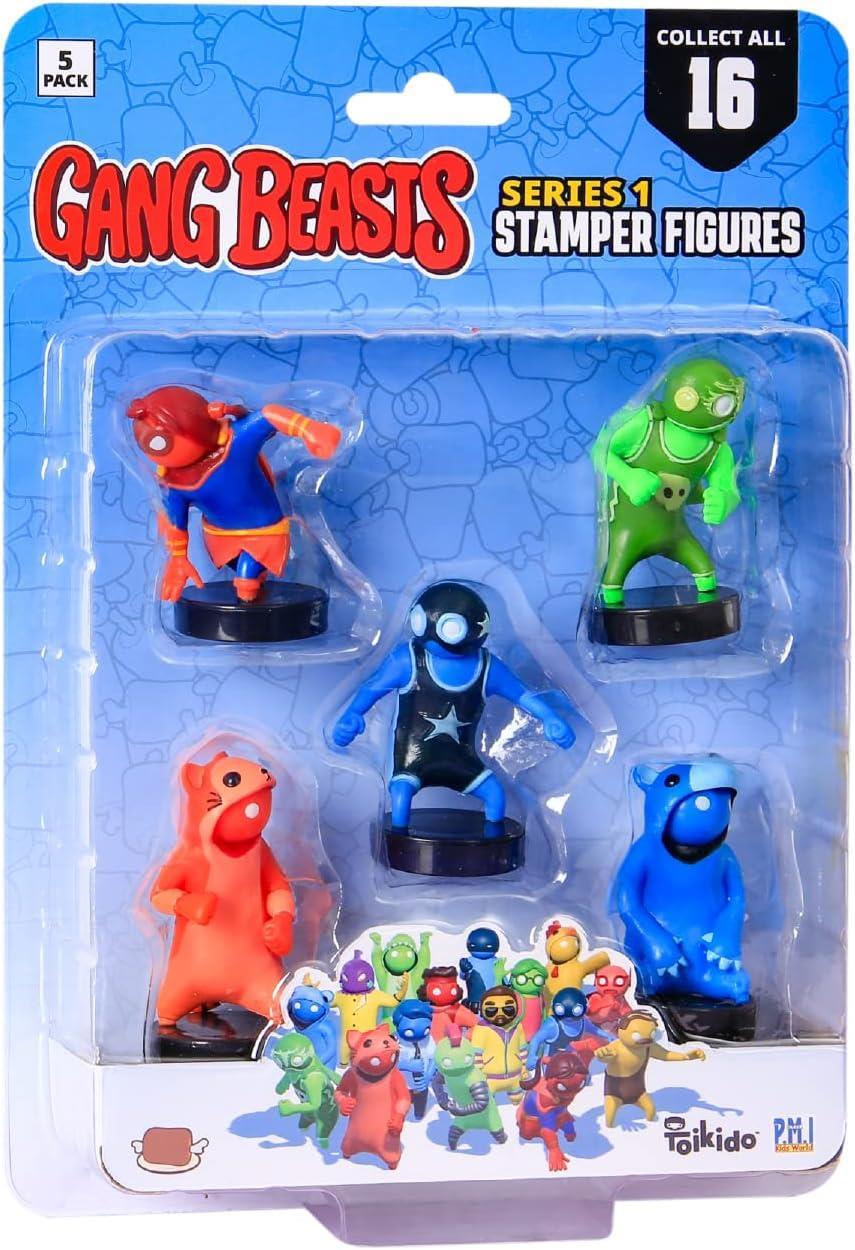 Gang Beast Ink Stamper Figures 5pk Collectible Red Superhero Blue Bear Wrestler PMI International