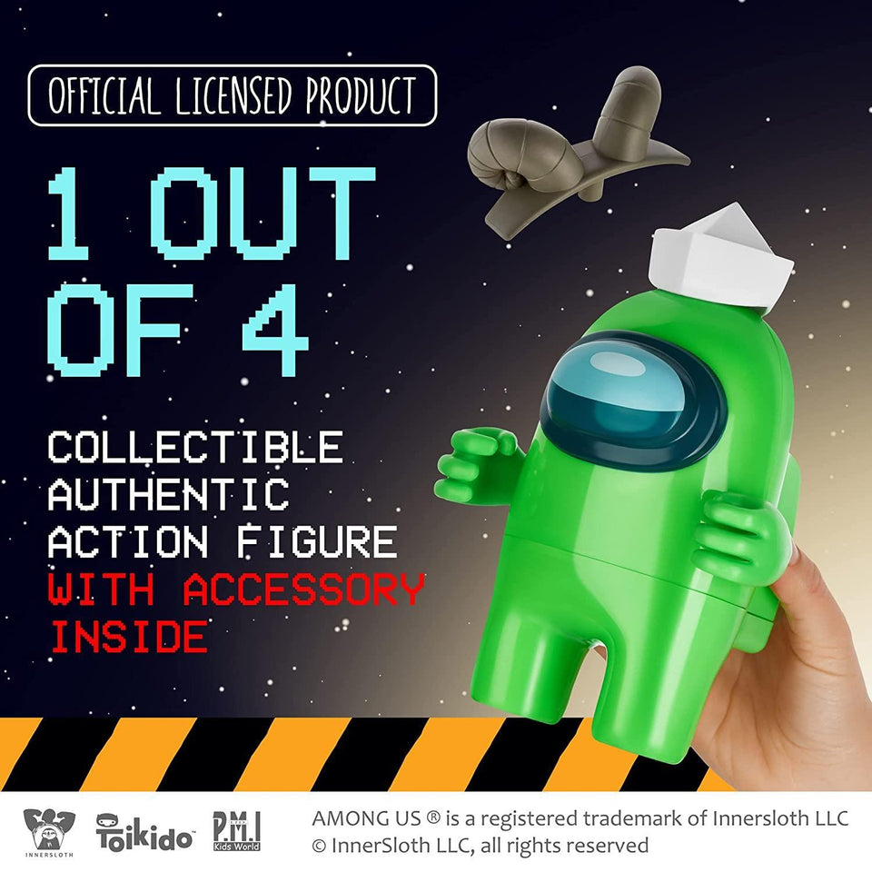Among Us Green Crewmate White Origami Folded Paper Hat Action Figure Toy PMI International