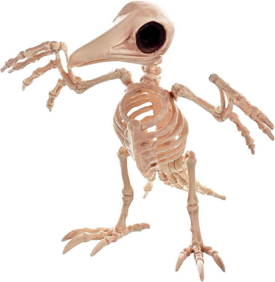 Crazy Bonez Creepy Skeleton Raven 10" Movable Head Spooky Bird Seasons W80278