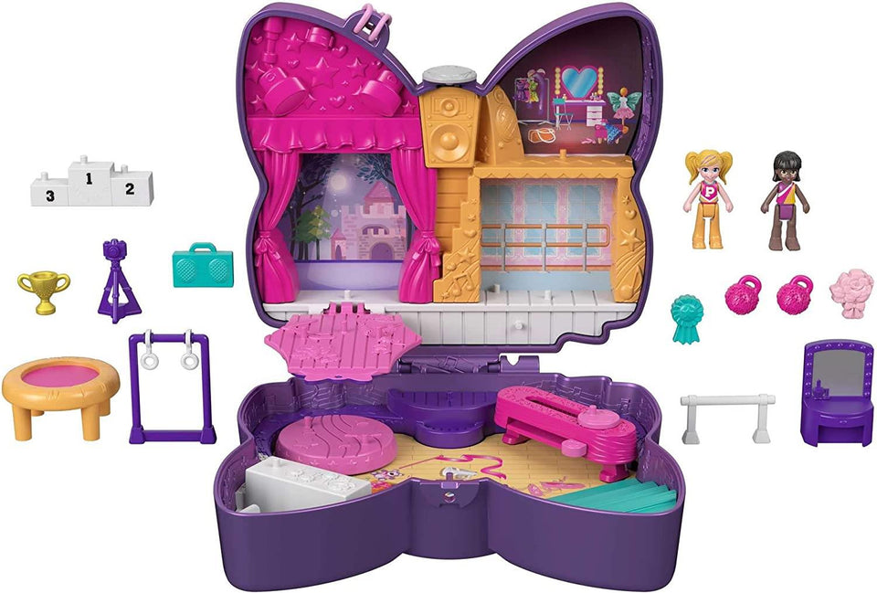 Polly Pocket Sparkle Stage Bow Compact Dance-Themed Doll Playset Mattel