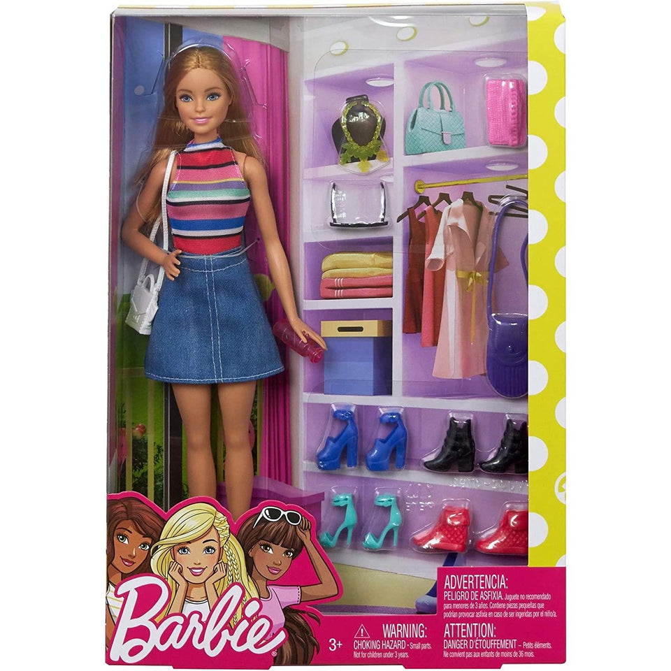 Barbie Blonde Fashionistas Doll & Accessories Mix Match Shoes Bags Mattel