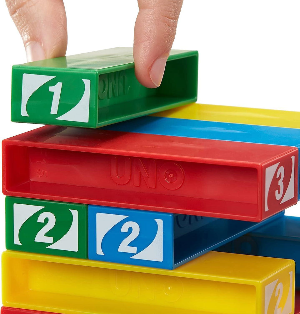 UNO Stacko Party Game Colored Stacking Blocks Balance Mattel