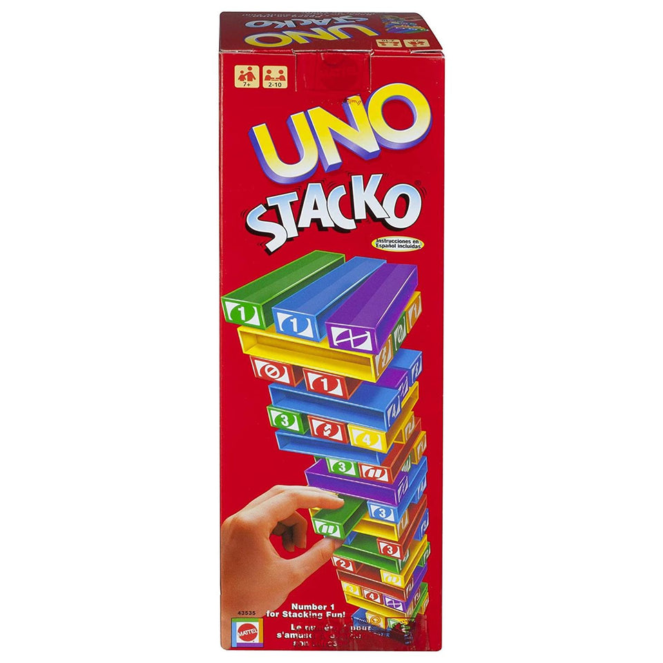 UNO Stacko Party Game Colored Stacking Blocks Balance Mattel