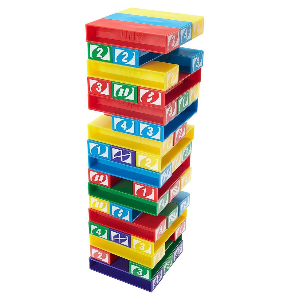 UNO Stacko Party Game Colored Stacking Blocks Balance Mattel