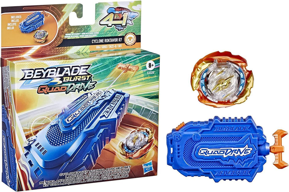 Beyblade Burst QuadDrive Cyclone Roktavor R7 Launcher Fury Set Battling Top Toy Hasbro