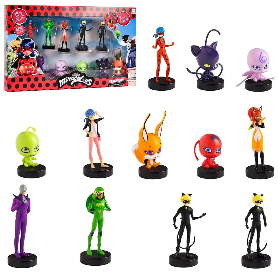 Miraculous Ladybug Stamps 12pk Adrien Plagg Queen Bee Party Favor Figure  Set PMI International