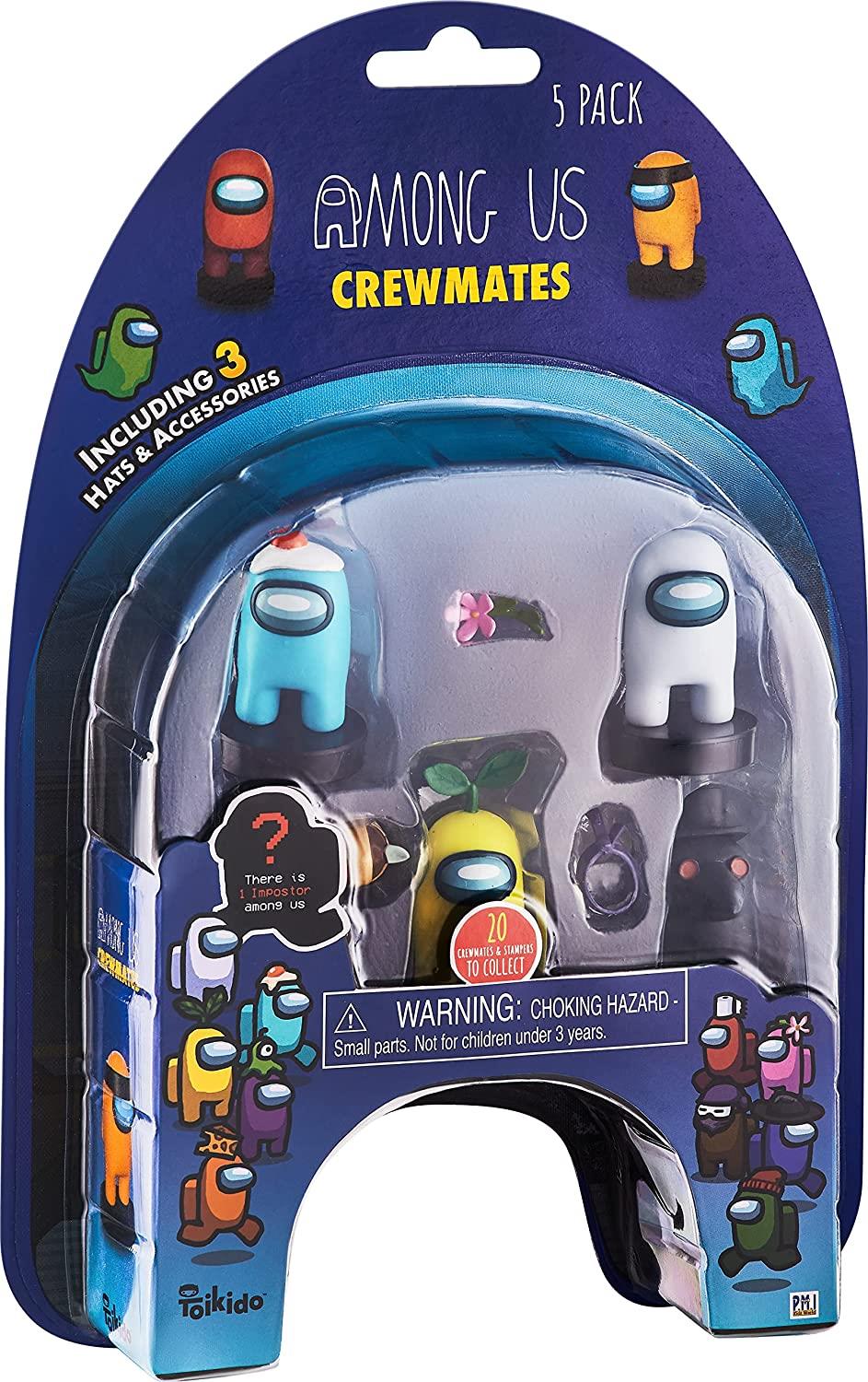 Among Us Crewmates Stampers 5pk Cyan White Yellow Black Plague Dr Game Figure Set PMI International